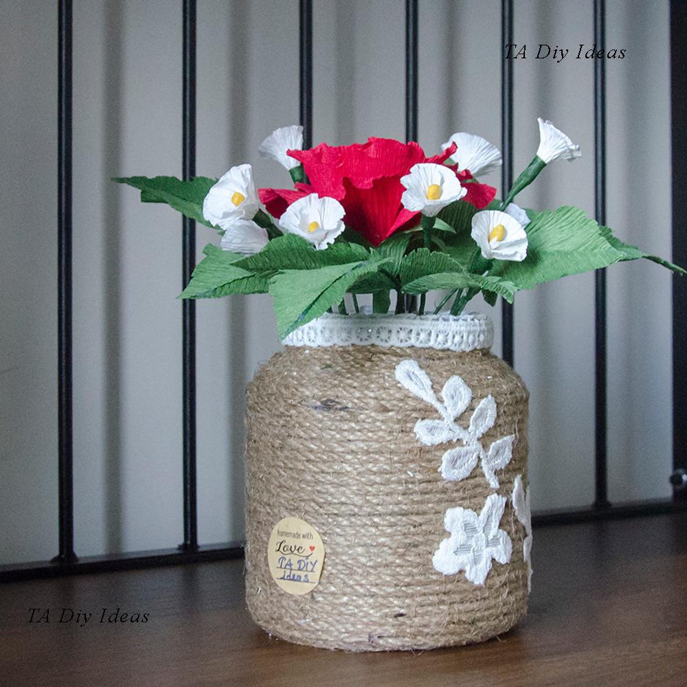 my handmade flower pot from jute and